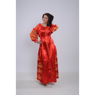 Embroidered dress "Glossy Red"